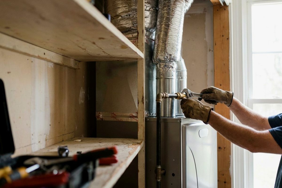 Furnace Installation technician at work